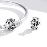 Solid 925 Sterling Silver Festive Floral Pandora Inspired Bead Charm