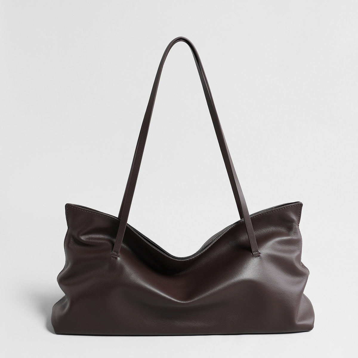 Slouchy Wave Leather Tote Bag – Large Draped Shoulder Bag