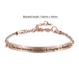 Bullion Gold Mother's Love Inscriptions Rose Gold Bar Bracelet