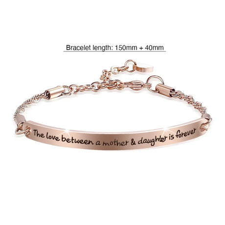 Bullion Gold Mother's Love Inscriptions Rose Gold Bar Bracelet
