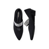 Princess Crystal Strap Mary Jane Wedges - Black