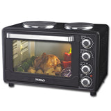 TODO 30L Benchtop Electric Oven Twin Hot Plates Rotisserie Two Hotplate 10A Amp