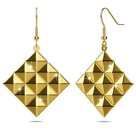 Bullion Gold Fascination Geometric Style Diamond Shape Metallic Earrings Gold