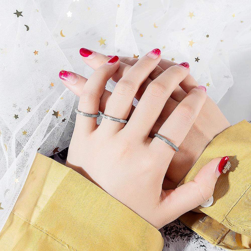 Bullion Gold Glitter Textured Stackable Band Ring in White Gold Layered Steel Jewellery