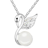 Boxed Snowwhite Swan Necklace and Earrings Set Embellished with SWAROVSKI® Crystals and Pearls