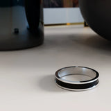 Bullion Gold Ceres Timeless Ring Black Enamel Ring in Silver