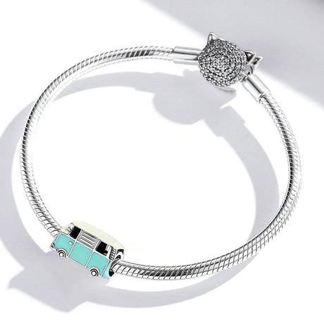 Solid 925 Sterling Silver Retro Minivan Pandora Inspired Bead Charm