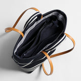 Nautical Striped Canvas Tote Bag - Navy