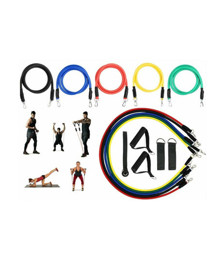 11 pc Resistance Band Set Muscle Training Belt Exercise Fitness Training Elastic