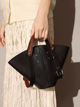 Taormina Sculptural Pebbled Leather Bucket Bag - Black