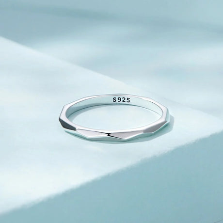 Solid 925 Sterling Silver Geometric Slim Ring