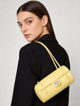Pebbled Leather Cylinder Barrel Bag - Yellow