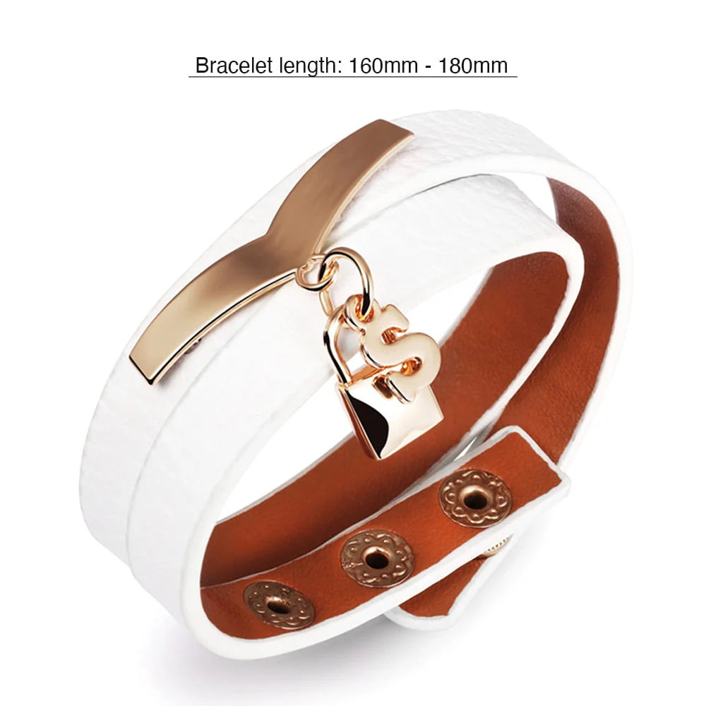 Genuine Cow Leather Wrap Bracelet With Letter 'S'