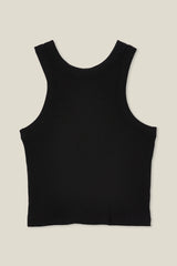 Cotton On Kids Girls Fitted Essential Tank - Black Rib
