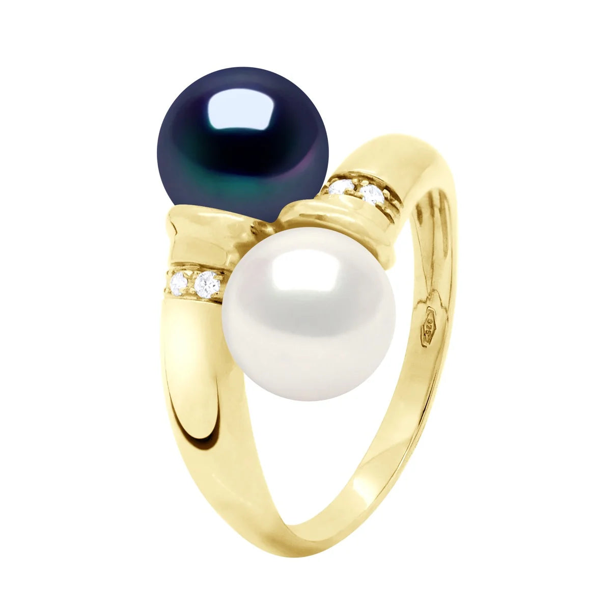 Manufacture Royale Ring Toi & Moi Freshwater Pearl & Diamond White & Black 8-9mm - Yellow