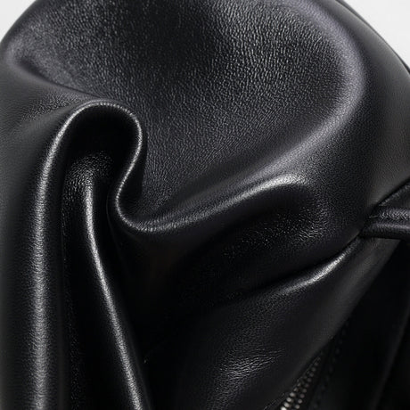 Soft Lambskin Leather Pillow Box Bag - Black