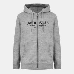Jack Wills Men's Pinebrook Graphic Zip Hoodie - Grey