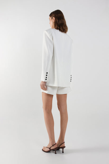 Madison The Label Collins Blazer - White Pinstripe