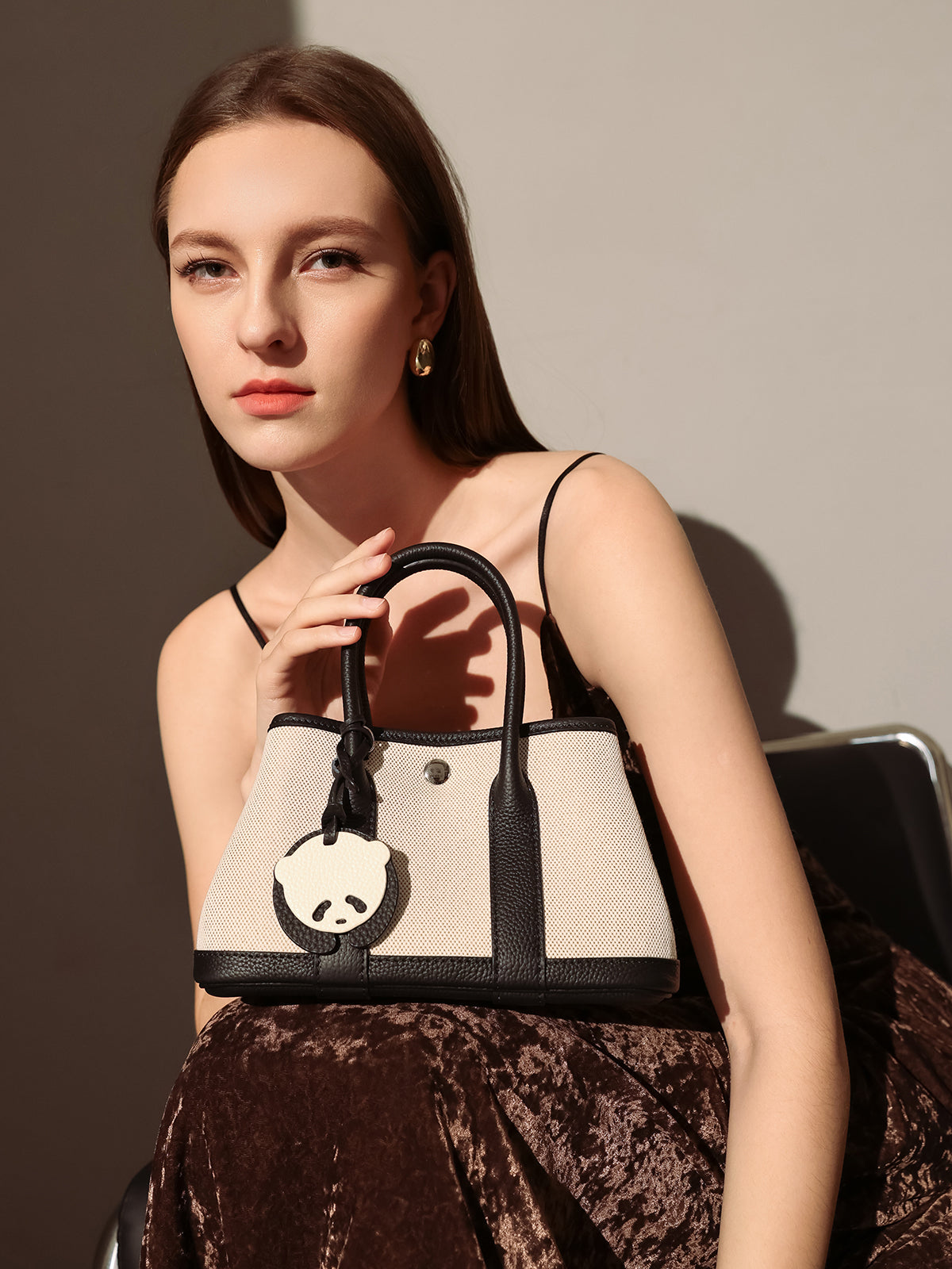 Botanical Canvas & Leather Garden Tote Bag - Black