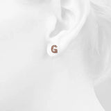 Solid 925 Sterling Silver Glamour Alphabet Letter Earrings Rose Gold