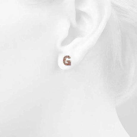 Solid 925 Sterling Silver Glamour Alphabet Letter Earrings Rose Gold