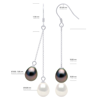 Hanging Earrings - Natural White - Longueur 18 cm