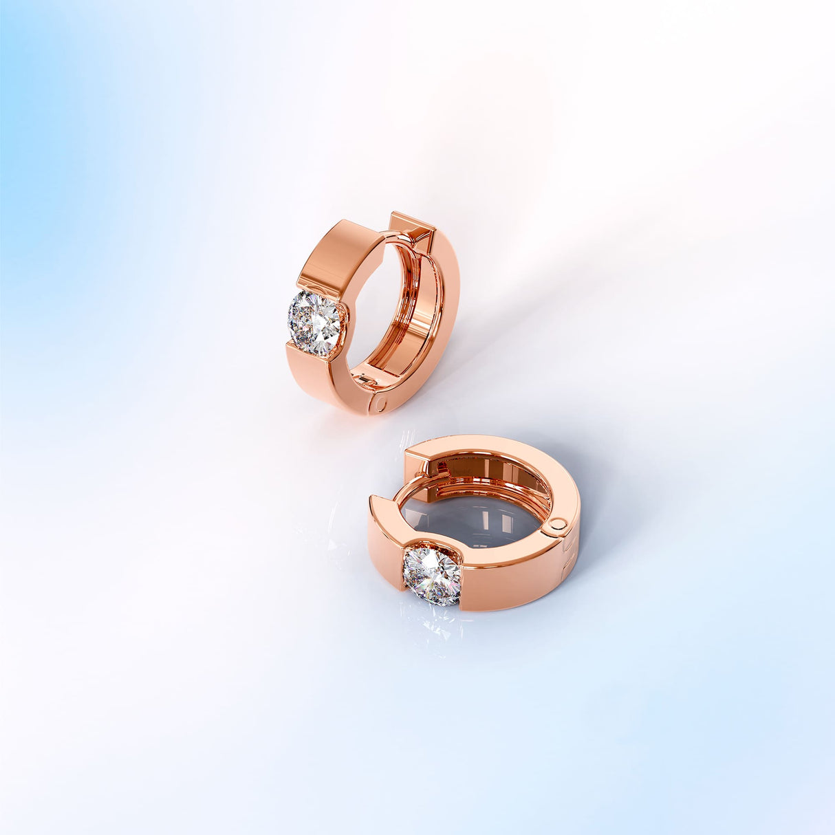 Krystal Couture Center Stone Huggie Earrings Embellished with SWAROVSKI Crystals