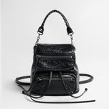 Crinkled Oil-Wax Leather Biker Backpack – Convertible Leather Bag