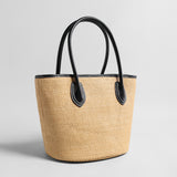 Handwoven Raffia Bucket Tote Bag - Natural