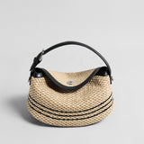 Striped Woven Straw Hobo Bag - Natural
