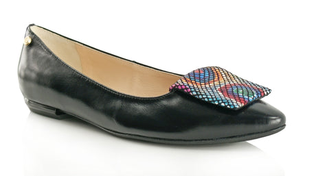 Bosccolo Womens Ballerina Pillow Flats - Black/Multi