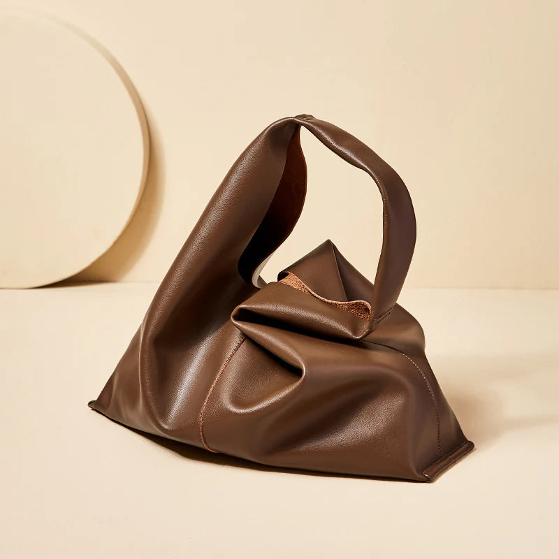 Nalandu Soft Slouch Genuine Leather Oversized Tote Bag - Coffee