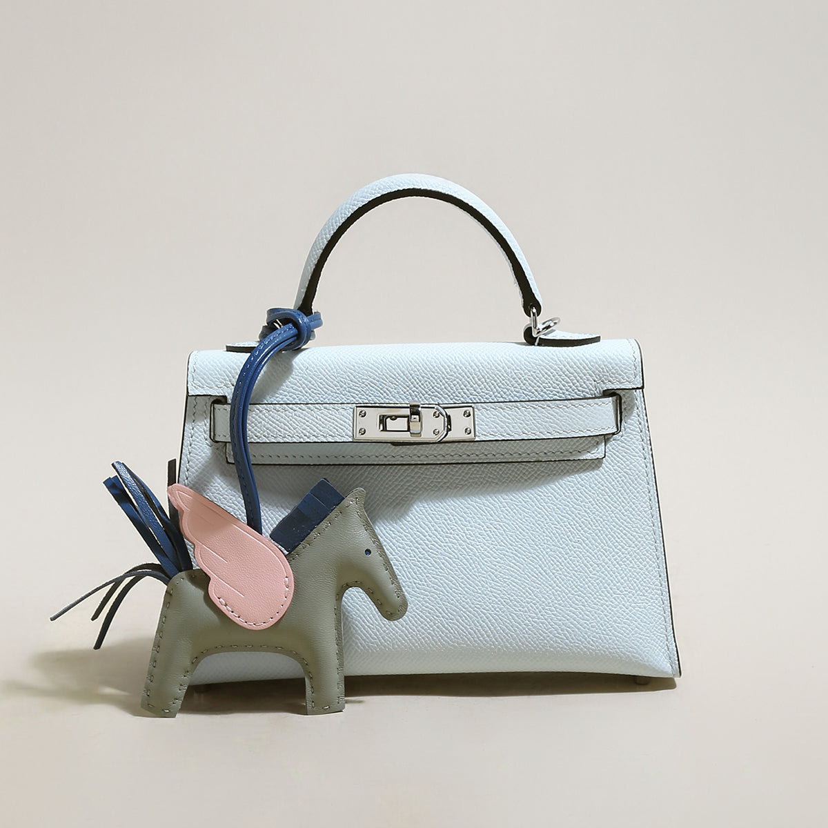 Trendy Petite Top Handle Bag 22cm Structured Mini Leather Satchel - Blue
