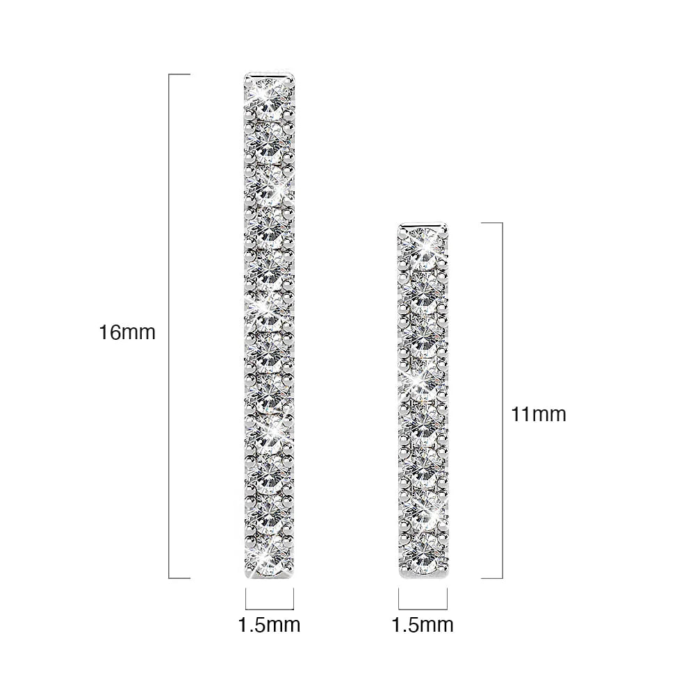 Solid 925 Sterling Silver Asymmetric Bar Stud Earrings