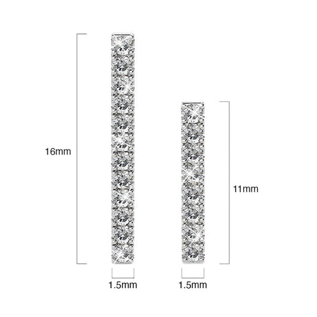 Solid 925 Sterling Silver Asymmetric Bar Stud Earrings