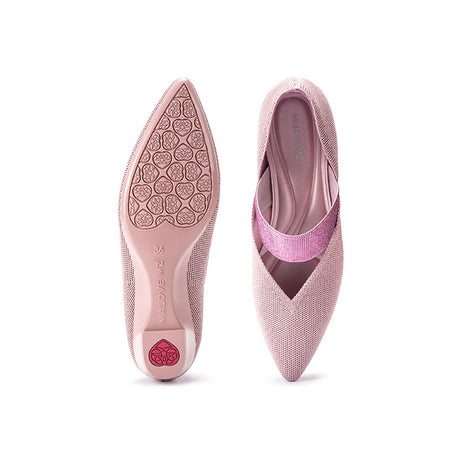 Princess Crystal Strap Mary Jane Wedges - Pink
