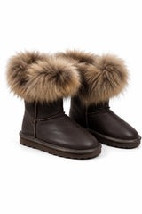 Australian Leather Ugg Fur Short Uggs - Chocolate - AU6