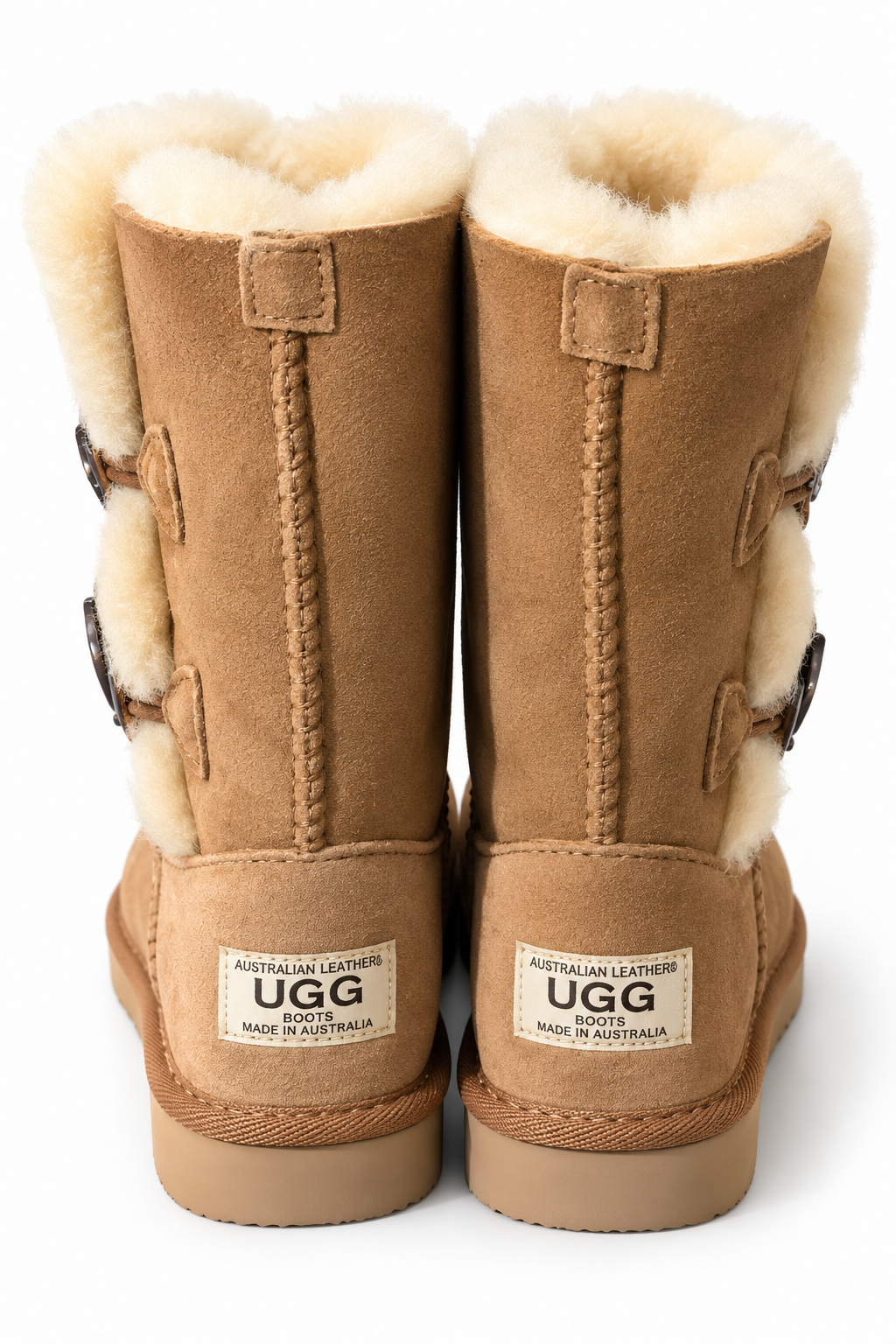 Australian Leather Ugg Swarovski Elements 2button - Chestnut - AU5
