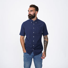 Firetrap Men's Short Sleeve Oxford Shirt - Navy