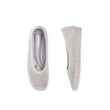 Heart Mesh Knit Square Toe Wedge Flats - Grey