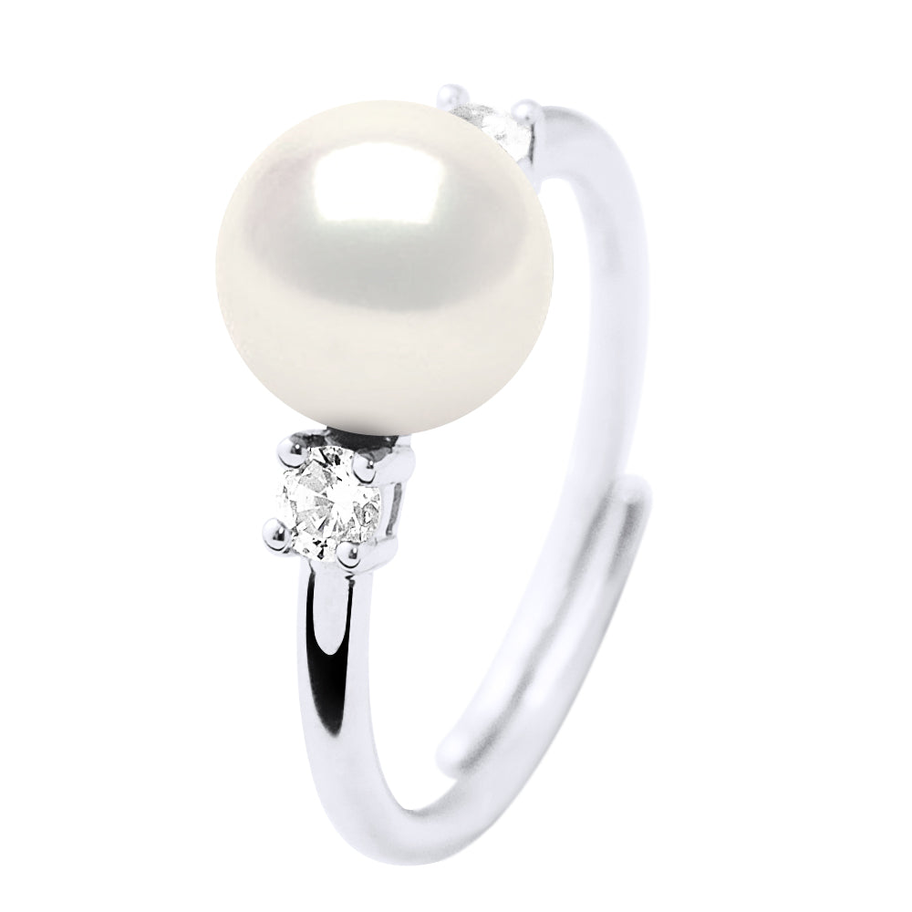 Ring Jewelry - Natural White - Ring Size adjustable - from Size 48 to Size 62 (France) - see enclosed Sizer