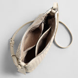 Woven Lambskin Leather Crescent Shoulder Bag - Ivory