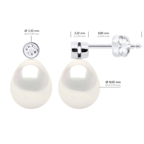 Earrings Prestige -Diamonds 0,02 Cts ( 2 X 0,01 Cts - Natural White - Longueur 42 cm