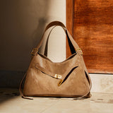 Nalandu Luxe Slouch Lock Shoulder Bag - Camel