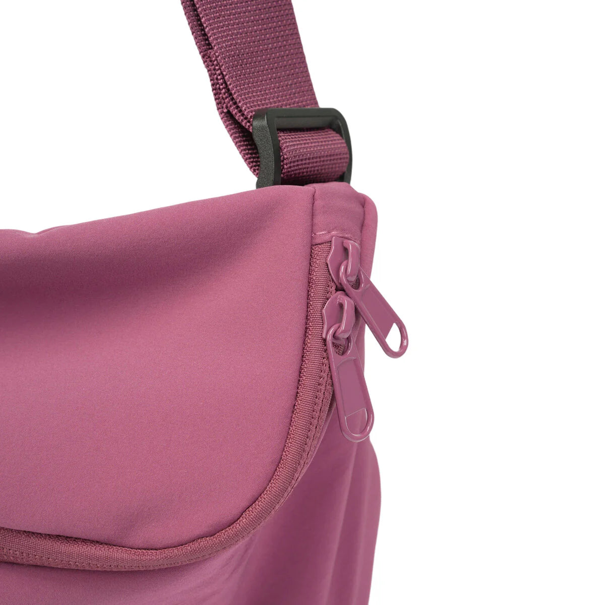 BAMEI Lightweight Recycled Nylon Flap Crossbody Bag - Mulberry