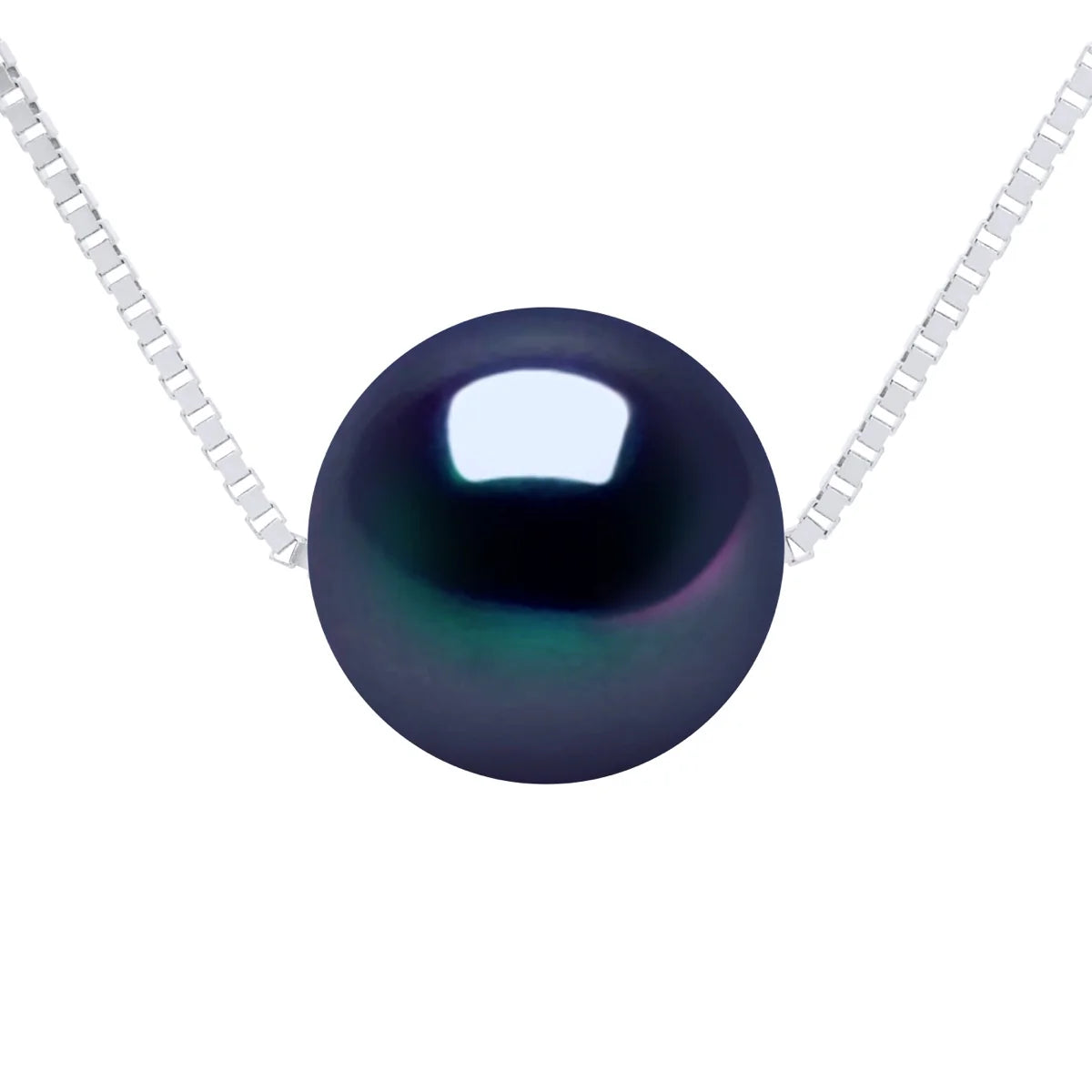 Necklace Freshwater Pearl Black White Gold 9-10mm