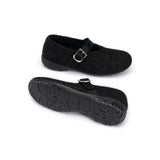 Fuzzy Mary Jane Flats - Black