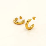 Bullion Gold Creole C-Hoop Gold Layered Earrings