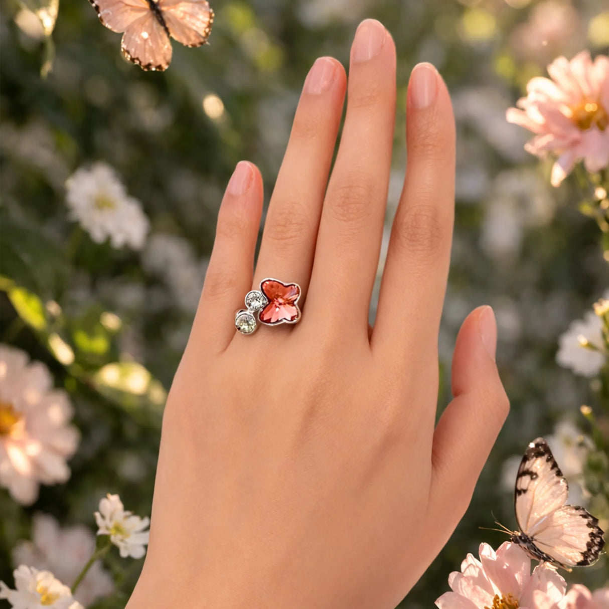 Krystal Couture Spring Butterfly Ring Embellished with SWAROVSKI Crystals