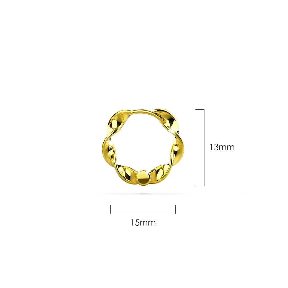 Solid 925 Sterling Silver Hypnotic Twist Hoop Earrings in Gold Vermeil